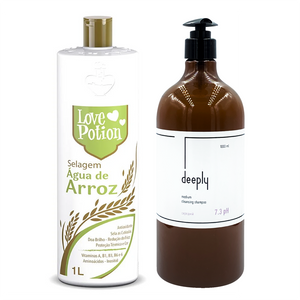 Кератин Love Potion Selagem Agua De Arroz + Deeply Medium Cleansing Shampoo 7.3 pH 1000+1000 мл