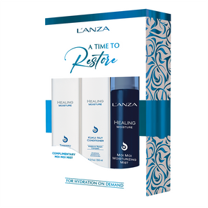 L'anza Moisture Trio Box for all hair types (shampoo 300 ml, conditioner 250 ml, Noni spray 250 ml)