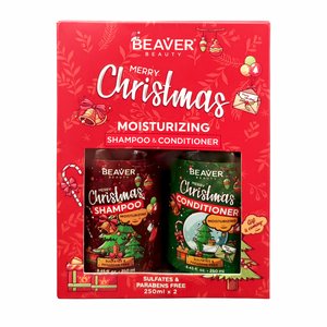 Новорічний подарунковий набір для сухого та пошкодженого волосся Beaver Professional Christmas Box 250/250 мл