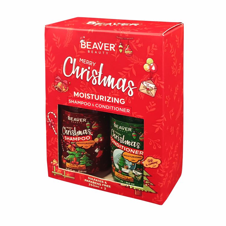 Новорічний подарунковий набір для сухого та пошкодженого волосся Beaver Professional Christmas Box 250/250 мл