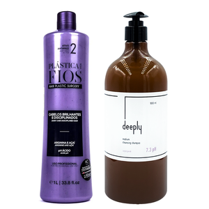 Keratin Plastica Dos Fios + Deeply Medium Cleansing Shampoo 7.3 pH 1000+1000 ml