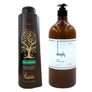 Keratin Vogue Macadamia Gloss + Deeply Medium Cleansing Shampoo 7.3 pH 1000+1000 ml