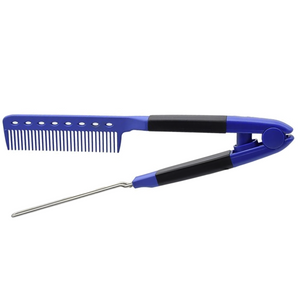 Hair Expert Hairbrush V Shaped METAL comb BLUE гребінець-затискач