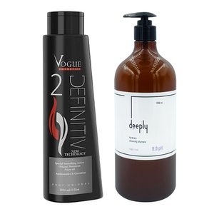 Keratin Vogue Definitiv + Deeply Hardcore Cleansing Shampoo 8.0 pH 1000+1000 ml