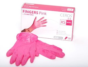 CEROS, Fingers PINK, XS (5-6), Нітрилові рукавички. Рожеві 1х100 шт.