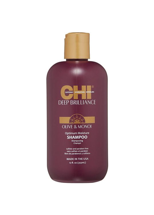 CHI Deep Brilliance Olive & Monoi Optimum Moisture Shampoo Шампунь увлажняющий для поврежденных волос 355 мл
