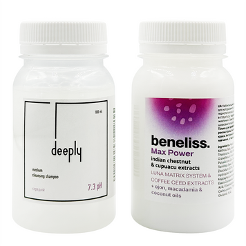 Beneliss Max Power + Deeply Medium Cleansing Shampoo 7.3 pH 100+100 мл