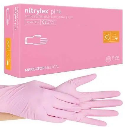 Hair Expert NITRYLEX PINK, XS (5-6), Нітрилові рукавички. Рожеві 1х100 шт.